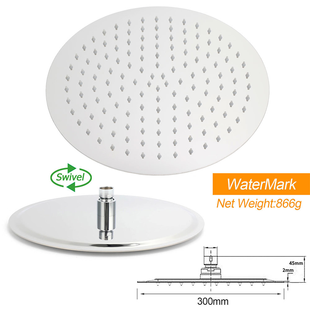 WELS Twin Shower Set Large Round 12" Rainfall Head 3 Modes Handheld Silde Rail + Mixer — image 6