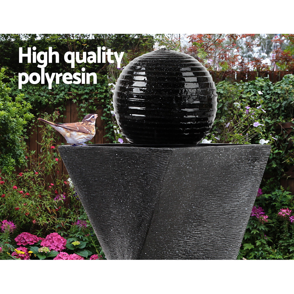 Gardeon Solar Water Feature Twisted Fountain LED Light Bird Bath 85CM Black โ image 3