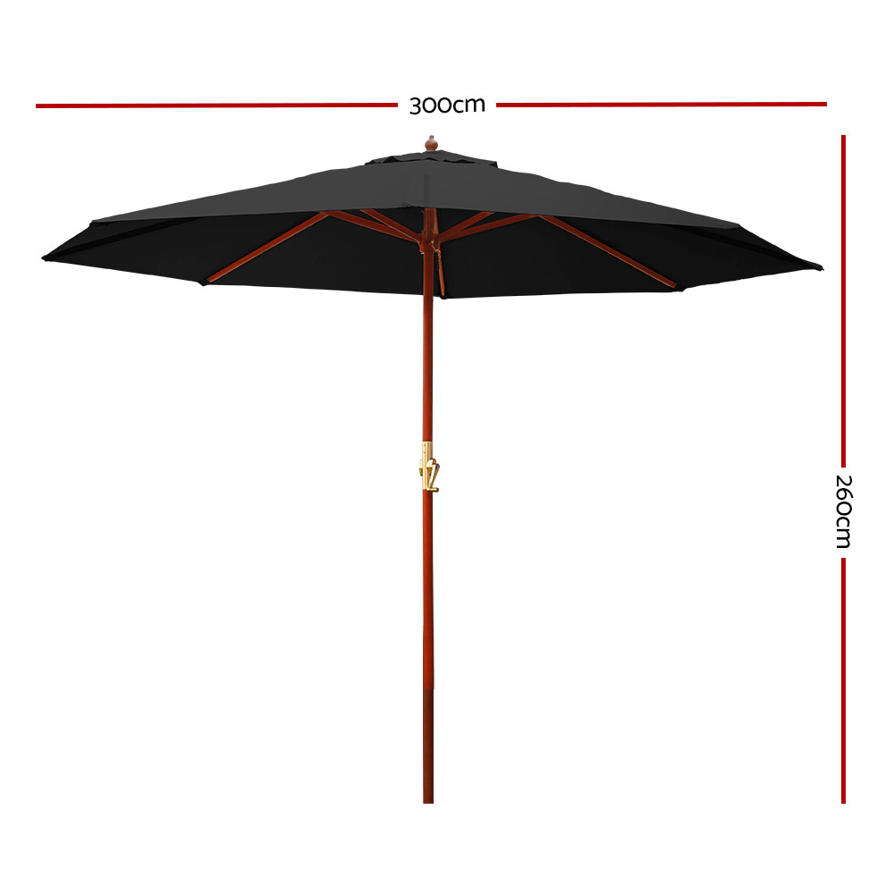 Instahut 3m Outdoor Umbrella Pole Umbrellas Beach Garden Sun Stand Patio Black โ image 2
