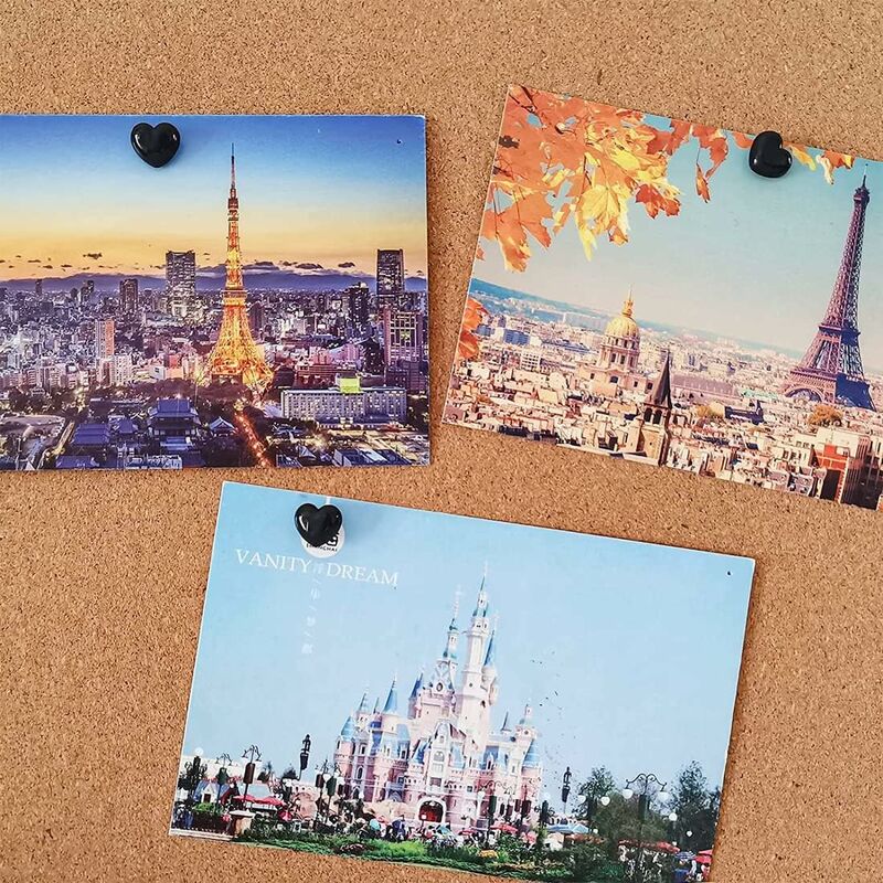 100 pcs Black Heart Shape Push Pins With Steel Point For Pictures And Walls — image 3