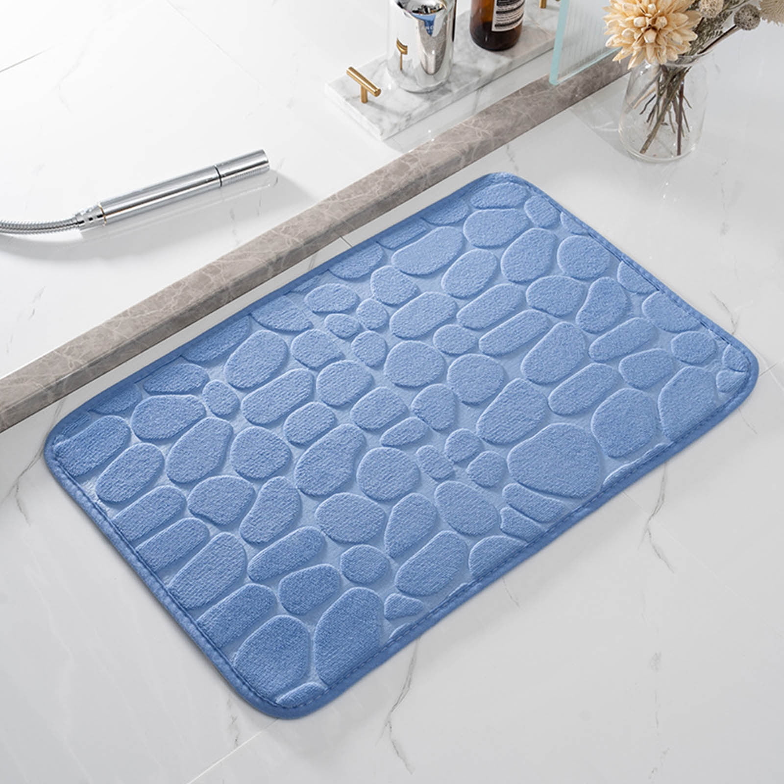 Bathroom Rugs - Ultra Absorbent Non-Slip Floor Bath Mat, Super Soft Shower Mat for Bath Tub, Machine Washable 16 × 24" (Brown) #B-Blue — image 5