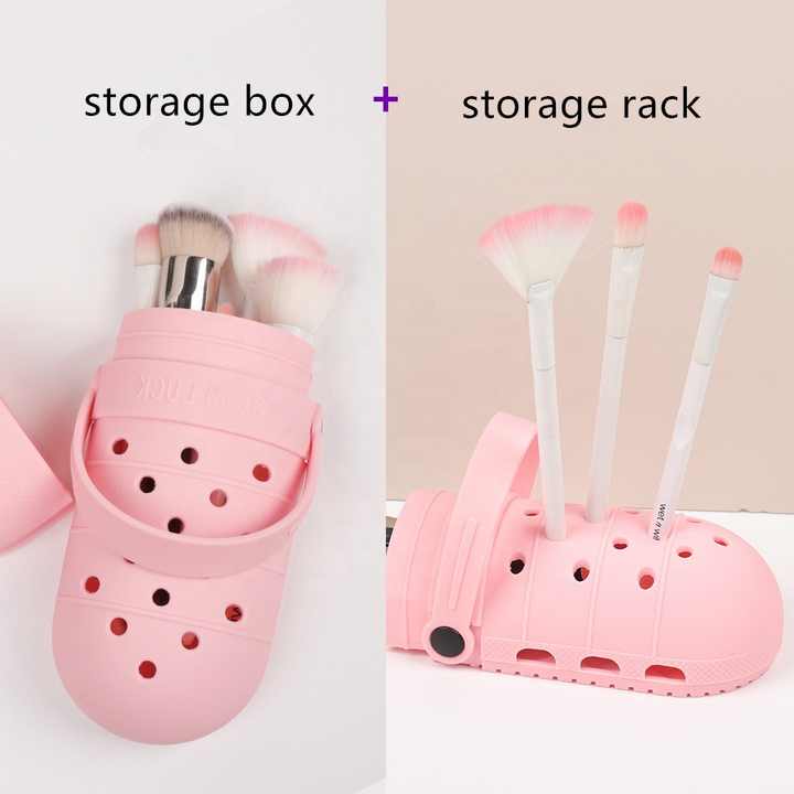 2 Pcs Purple Portable Makeup Brush Holder - Silicone Cosmetic Organizer with 21 Slots, Washable, 20x8x5cm, 170g(makeup brush not included) โ image 4