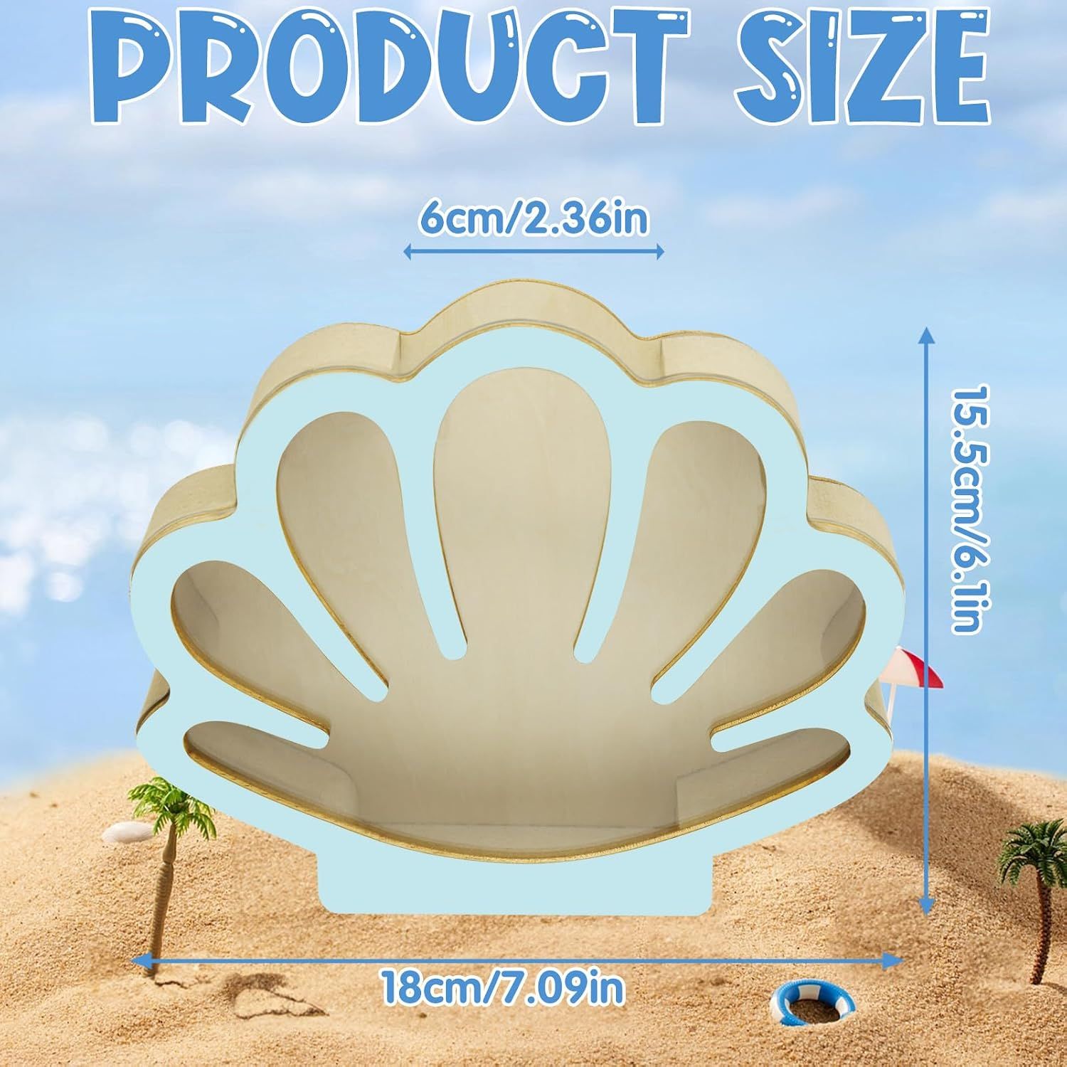 Wooden Seashell Display Box, Blue Coastal Storage and Decorative Organiser for Shell Collections, Home Decor, Bedrooms and Gift Giving — image 2