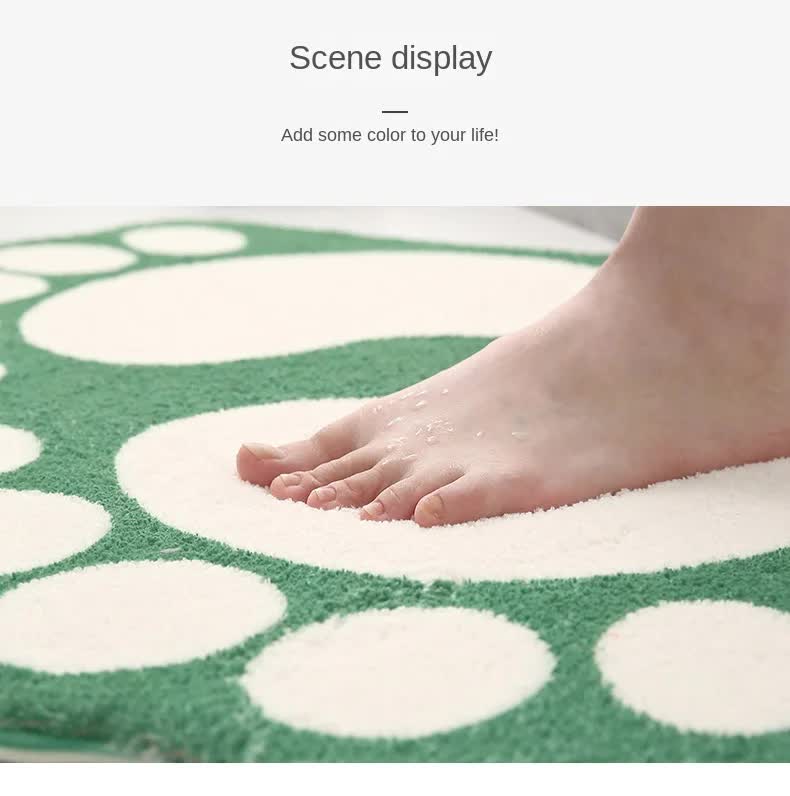2 Pcs Blue And White Foot-Shaped Plush Bath Mat - Non-Slip Absorbent Bathroom Rug for Bedroom and Doorway (50x80cm) โ image 6