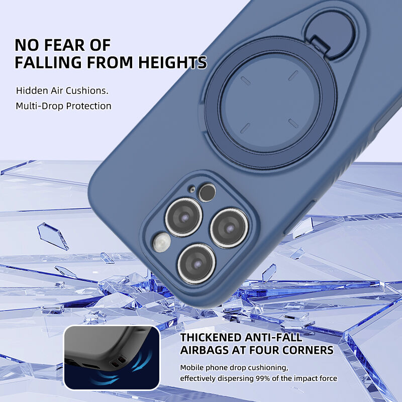 Magnetic Shockproof Case with 360-Degree Rotating Ring Stand for iPhone 16 Pro – Slim Protective Phone Cover with Airbag Corners and Wireless Charging Support — image 6