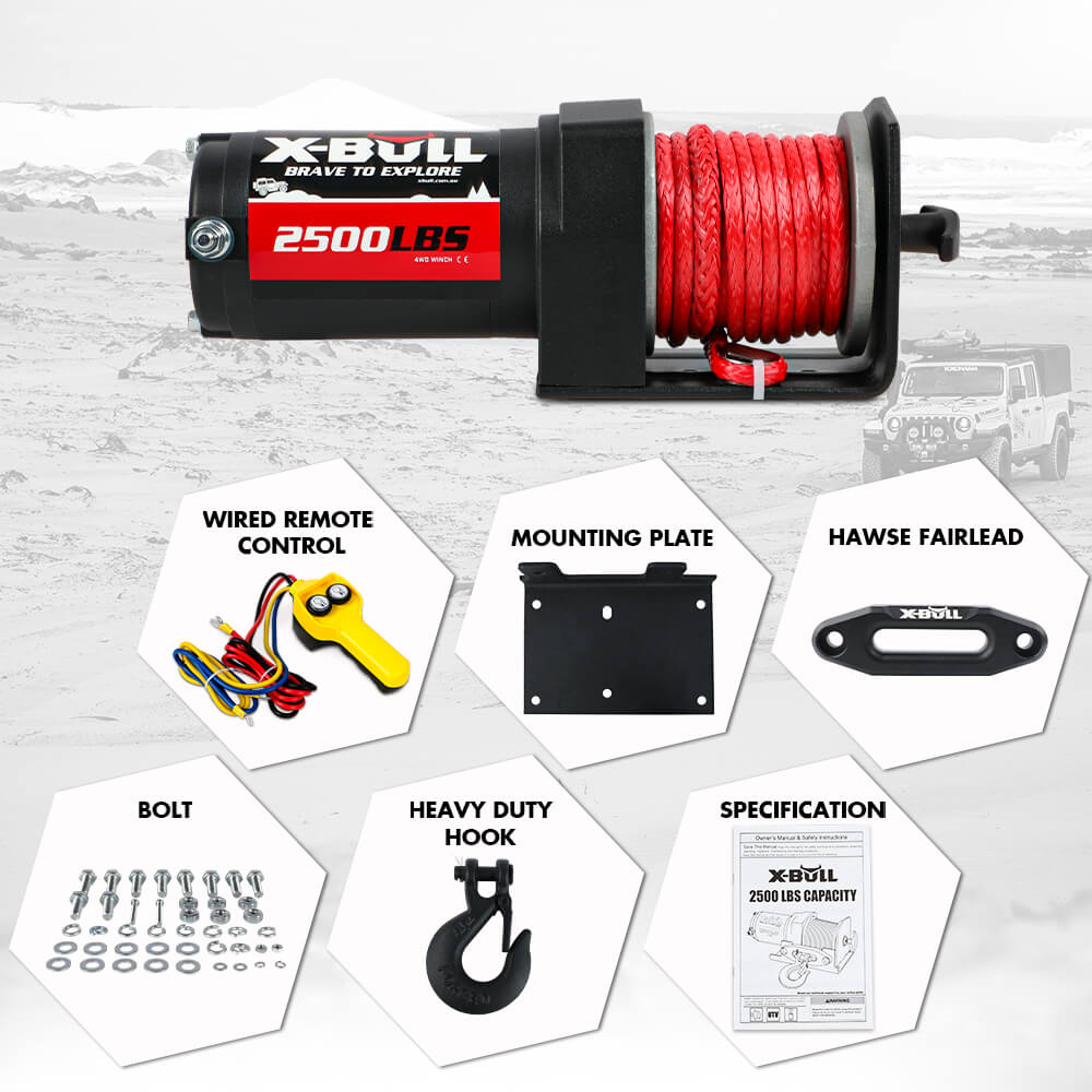 X-BULL 12V Electric Winch 2500LBS Synthetic Rope 15.2M ATV Boat Winch Trailer โ image 4