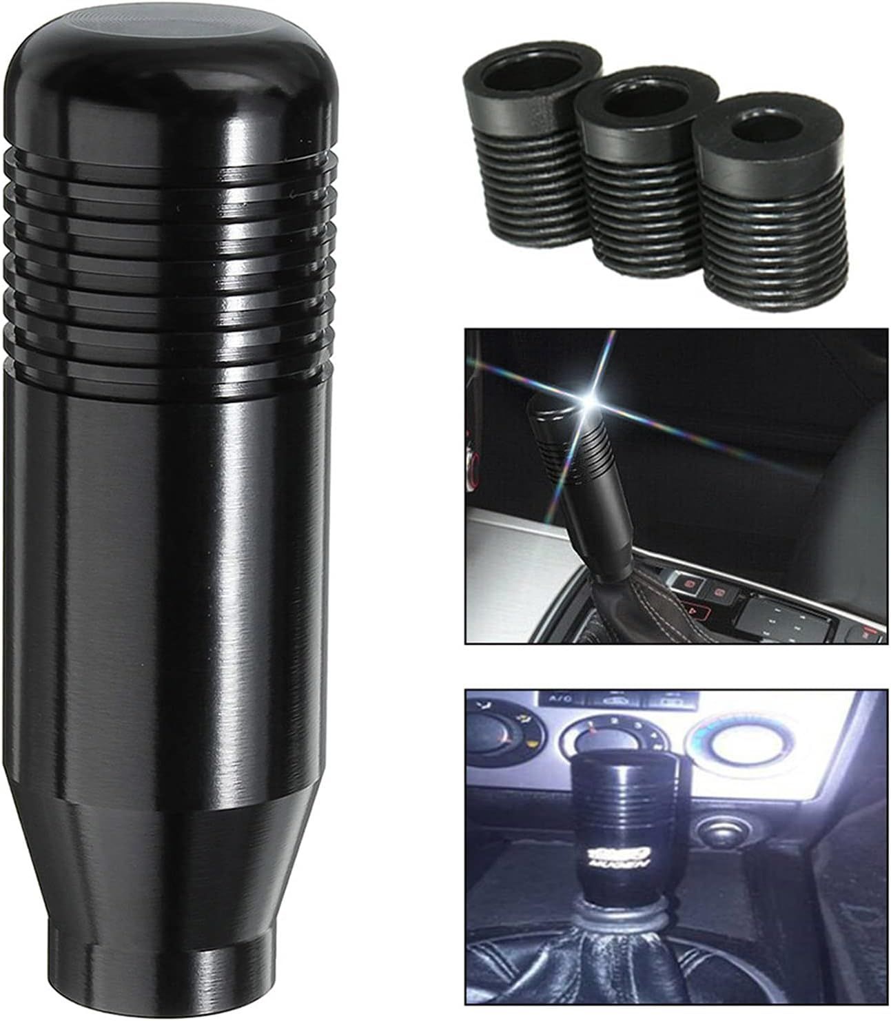 8.5CM Manual Car Gear Shift Knob - Universal 5.6-Speed Aluminum Gear Shift Knob Adapter - Gear Shift Knob (Black) Black—yux — image 4
