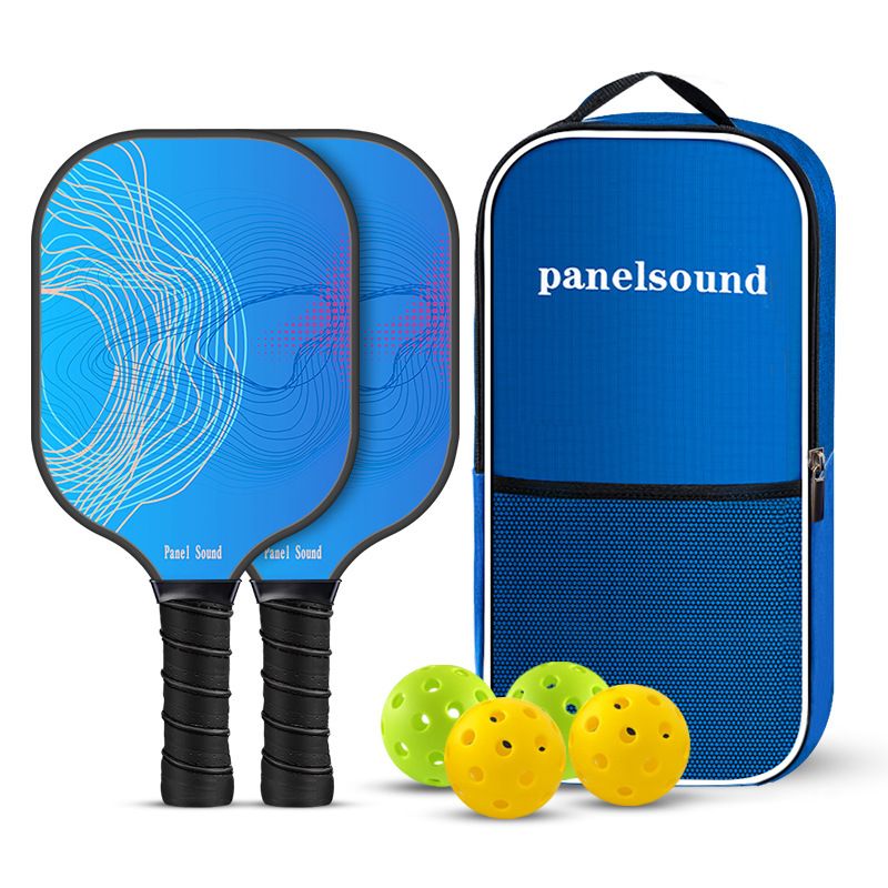 PS Series Colorful Textured Fiberglass Pickleball Paddles Set with 2 Rackets, 4 Balls and Portable Carry Bag for Indoor and Outdoor Use, PS-009
