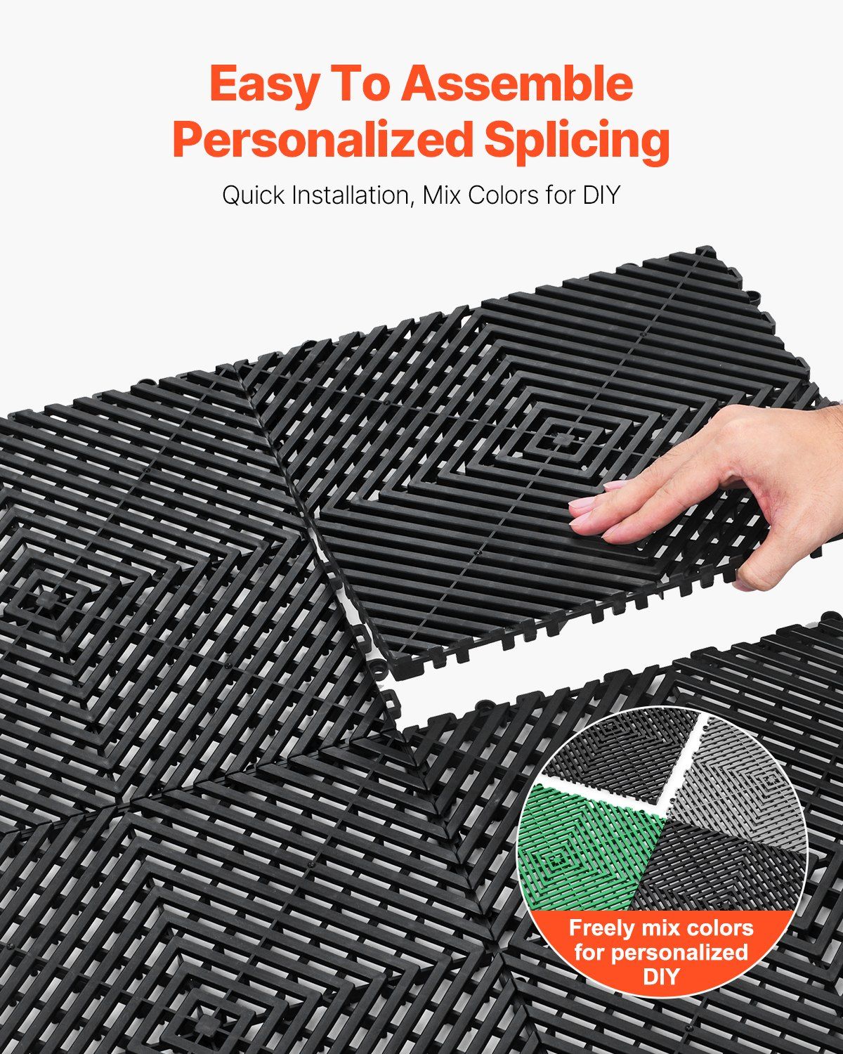 Interlocking Drainage Mat, 31 x 31 cm Modular Interlocking Cushion, 24 Pcs Splicing Drainage Mats, for Garage, Garden — image 5