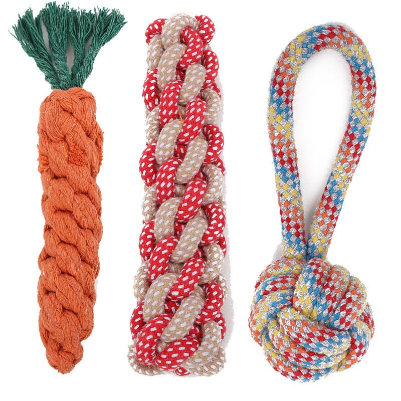 Pet Dog Toy Beika Cotton Rope Knot Carrot Teething Sound shoes + bell ball + bone — image 2