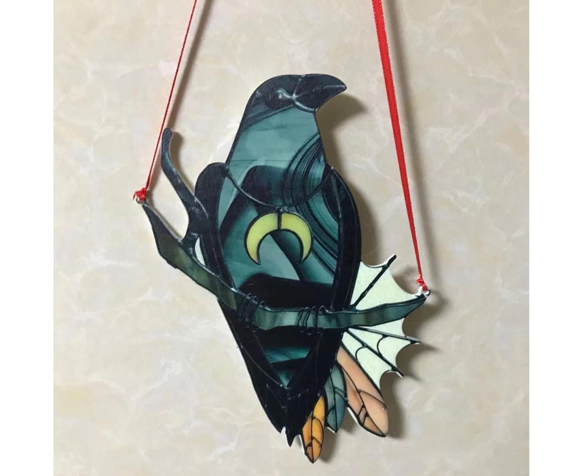 Pendant Crow Pattern Landscaping Ornaments Acrylic Door Wall Hanging Ornaments for Home-Black — image 4