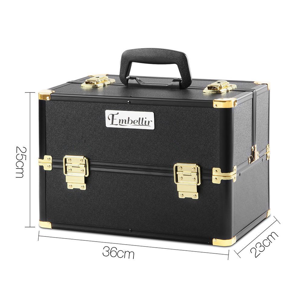 Embellir Portable Cosmetic Beauty Makeup Case - Black & Gold โ image 2