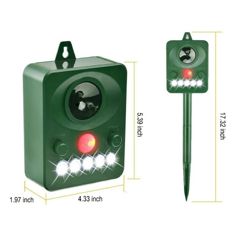 Ultrasonic Animal Repeller. Solar Animal Repellent. with Flashing LED Light and Alarm to expel Cats, Dogs, Squirrels, Deer, Raccoons — image 4