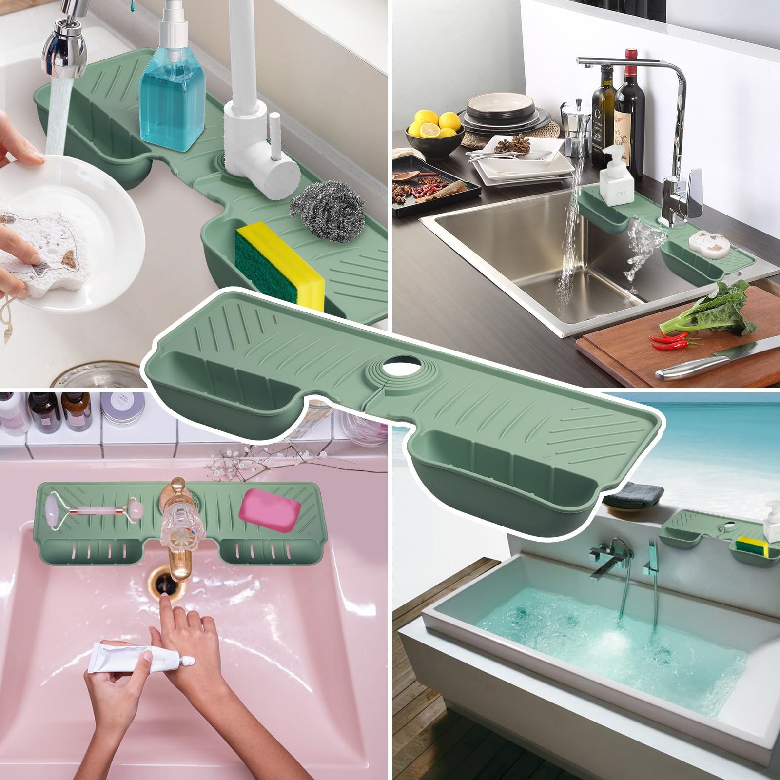 Silicone Faucet Splash Guard Mat, Faucet Water Catcher Mat Silicone Sink Mat Tray Drying Mat, Home Kitchen Sink Accessory Gadgets — image 5