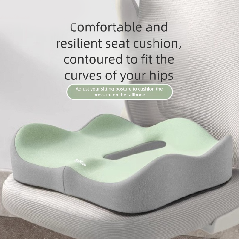 Green and grey two-tone Ergonomic Memory Foam Seat Cushion – Coccyx Relief for Office, Car and Long Sitting — image 3