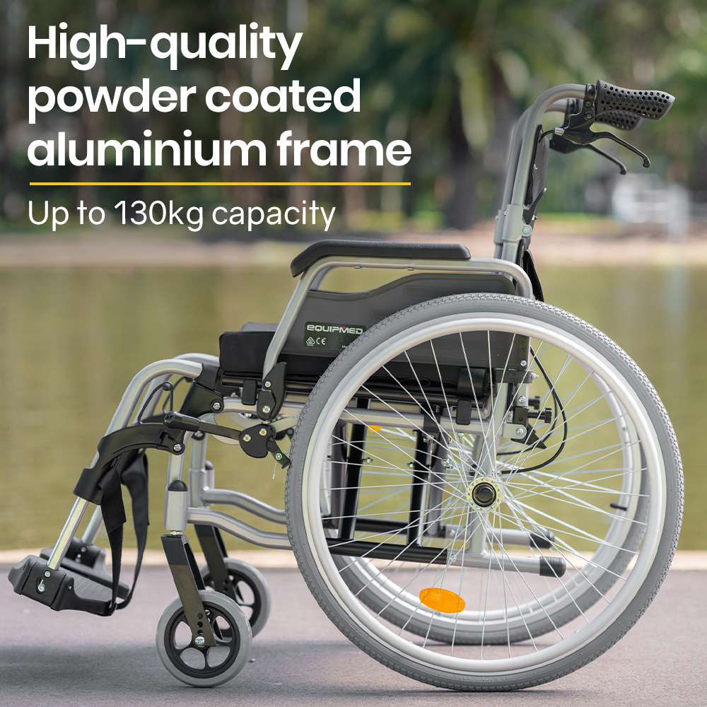 EQUIPMED 24 Inch Portable Folding Wheelchair 24" Mobility Wheel Chair Alloy, Senior Elderly Aid — image 2