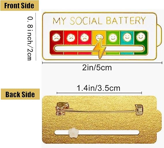 2 pcs MY SOCIAL BATTERY, Funny Social Mood Brooch Pin for 7 Days, Pin Funny Social Battery Brooch Badge Mood Pin Badge Cute โ image 5