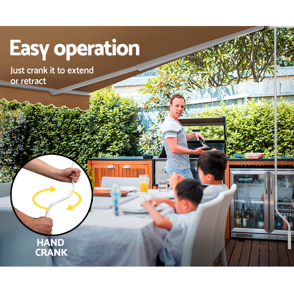 Instahut Retractable Folding Arm Awning Manual Sunshade 4Mx3M Beige โ image 4