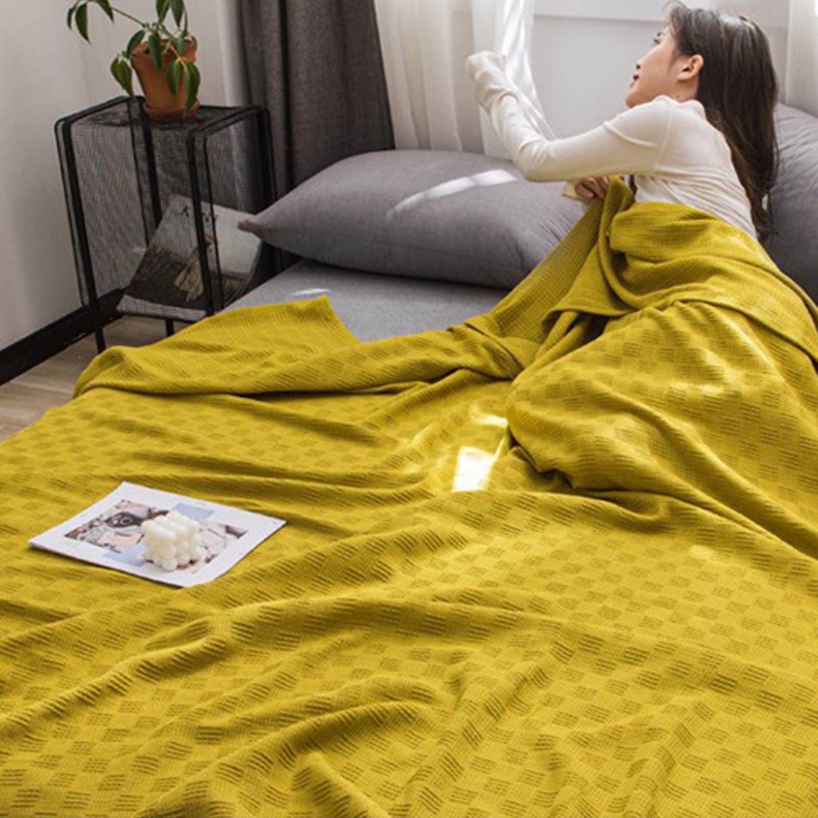 59x39" 100% Cottons Blanket, Soft and Breathable Bed Blanket, Multi-functional Bed Blanket for All Season, Machines Washable Bed Couch for Home Living Room — image 4