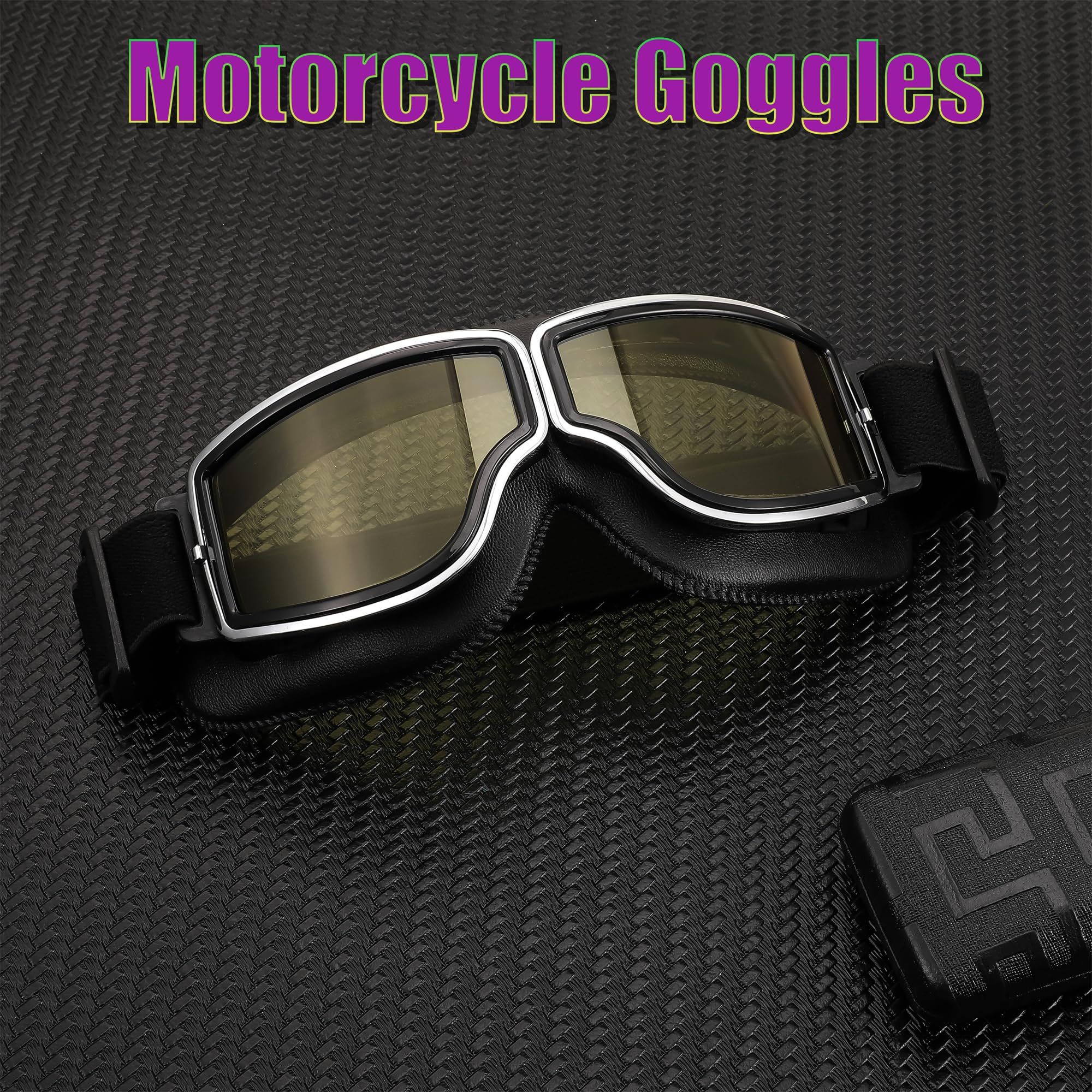 Motorcycle Goggles Vintage Anti Fog Pilot Style Leather Riding Glasses Safety Sport Motorcycle goggles โ image 2