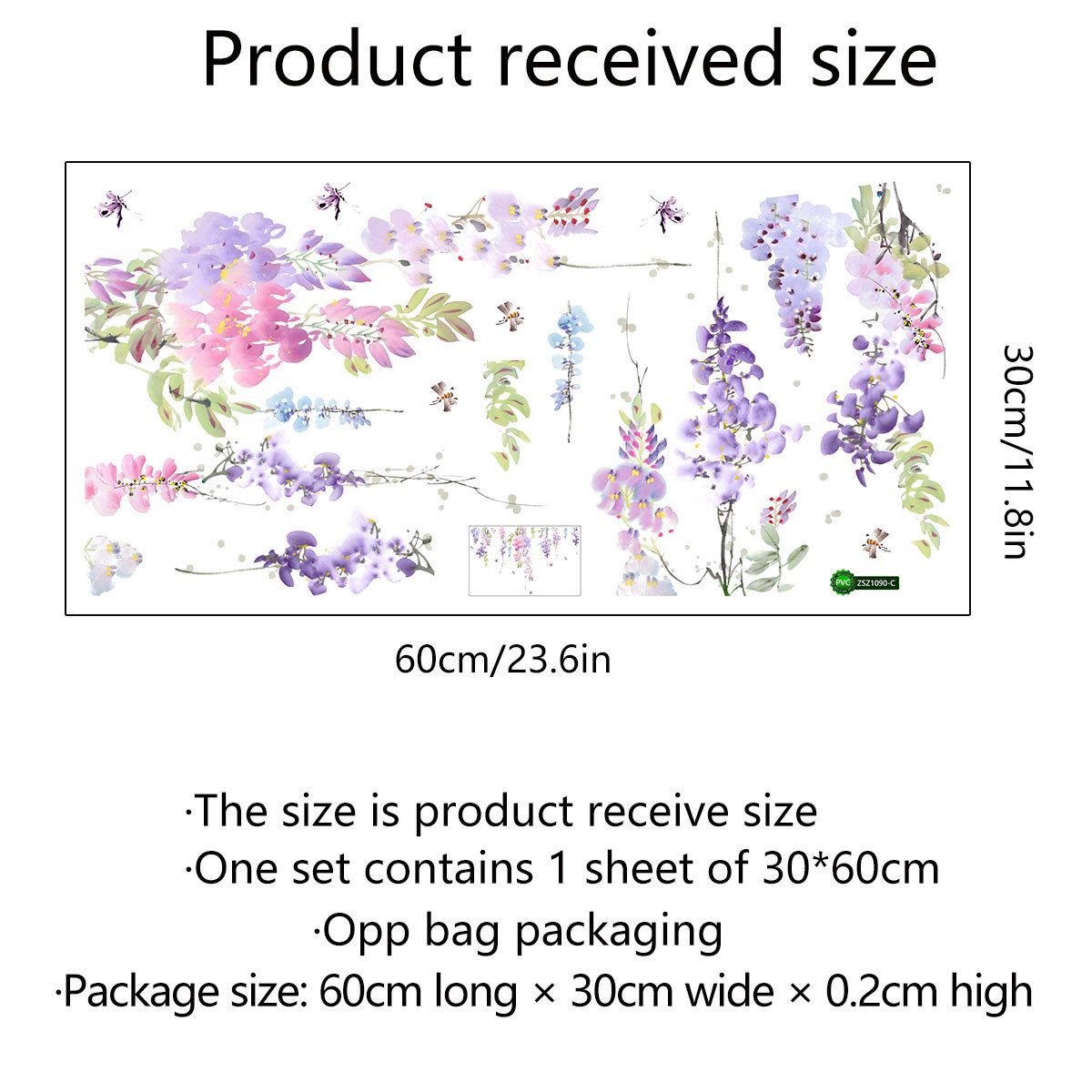 Flower Wall Decals Purple Hanging Vines Floral Wall Stickers for Girls Bedroom Nursery Living Room Wall Decor — image 4