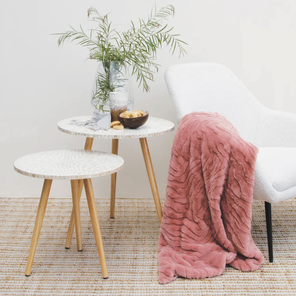 J Elliot Home Rita Dusty Peach Faux Mohair Throw Rug 130 x 160cm โ image 4