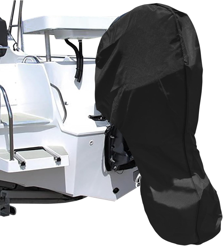 600D Oxford Cloth Outboard Motor Cover, Waterproof UV Resistant Boat Engine Protective Cover for Yacht Fishing Boat(15-20HP)