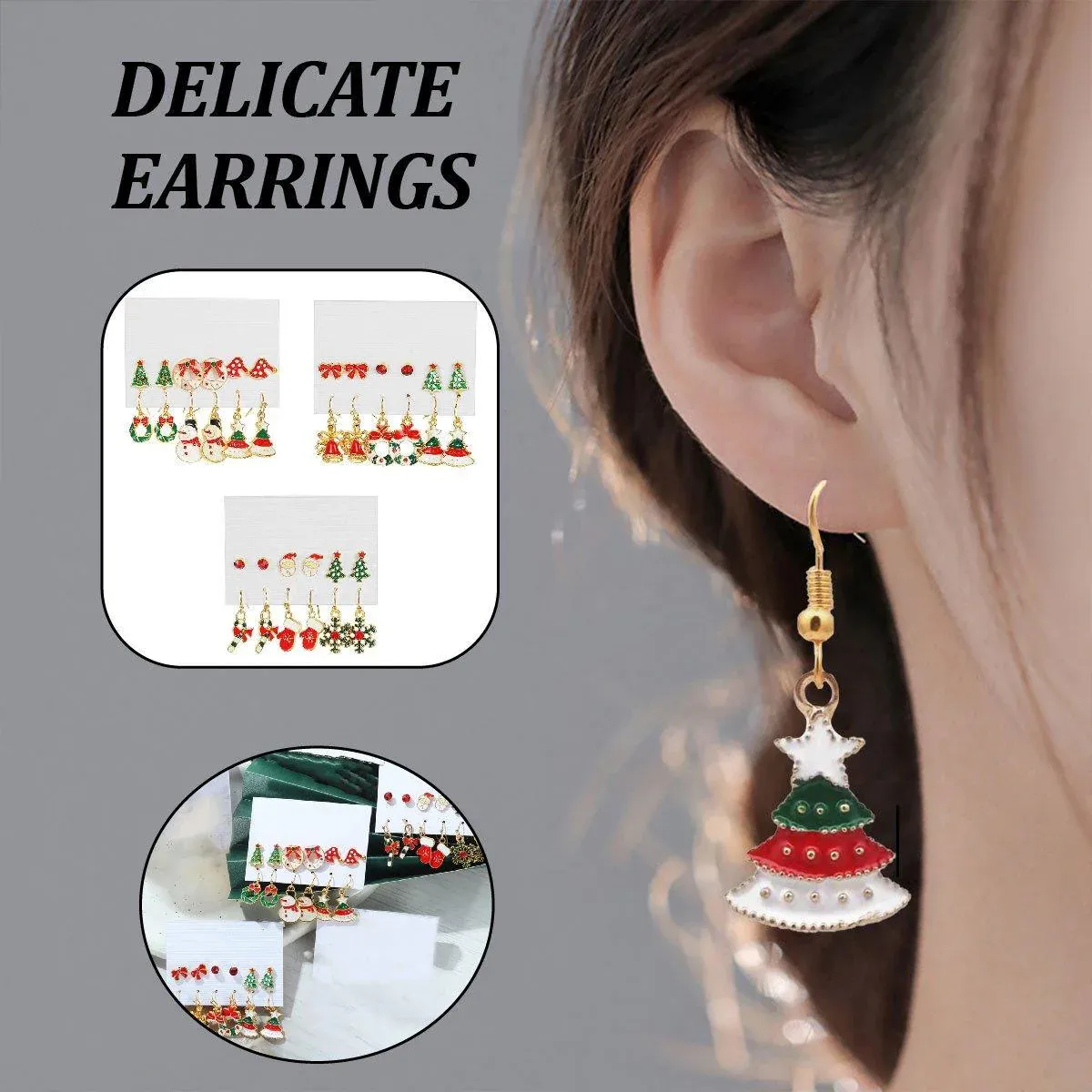 Festive Christmas Earrings Set for Women Holiday Jewelry Stud Set Gift Idea - 1 — image 2
