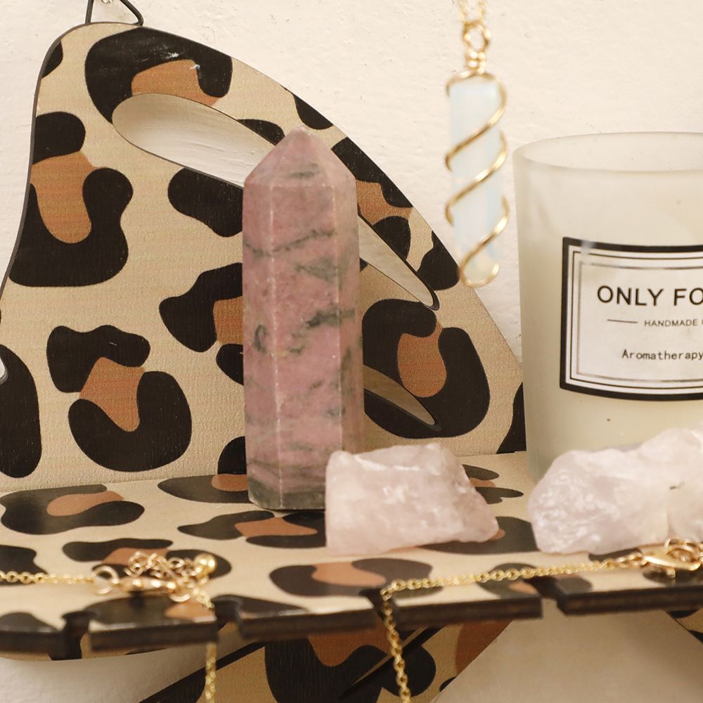 Brown Style A Leopard Print Bow Wall Shelf - Decorative Wooden Floating Storage Rack for Bedroom & Living Room โ image 5