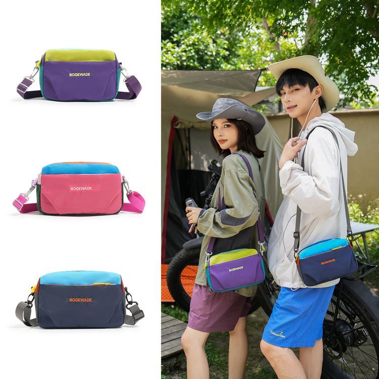 Dopamine Color-Blocked Cross-Body Bag Travel Bag Trendy Bag Color-Blocking - Navy - Size routine — image 3