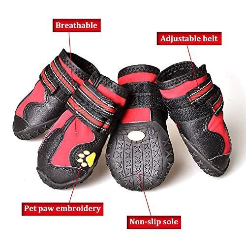 Dog Boots & Paw Protectors Non-Slip Waterproof | Dog Booties Adjustable Straps for Hot Pavement and Winter, Dog Shoes for Medium to Large Dogs 4Pcs with Rugged — image 4