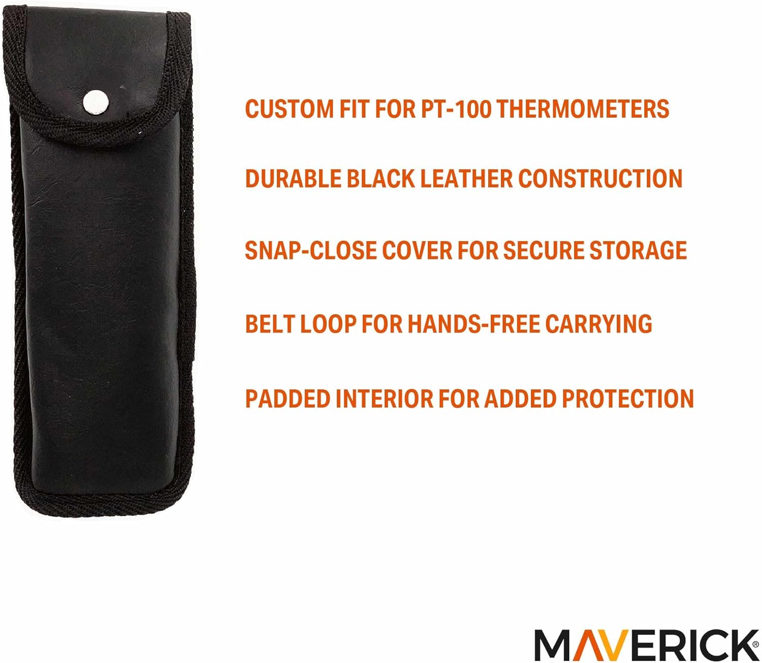Protective Leather Case for PT-100 Thermocouple Thermometer – Ctom-Fit Holder with Snap-Close Cover, Belt Loop & Padded Interior for Professional e — image 2