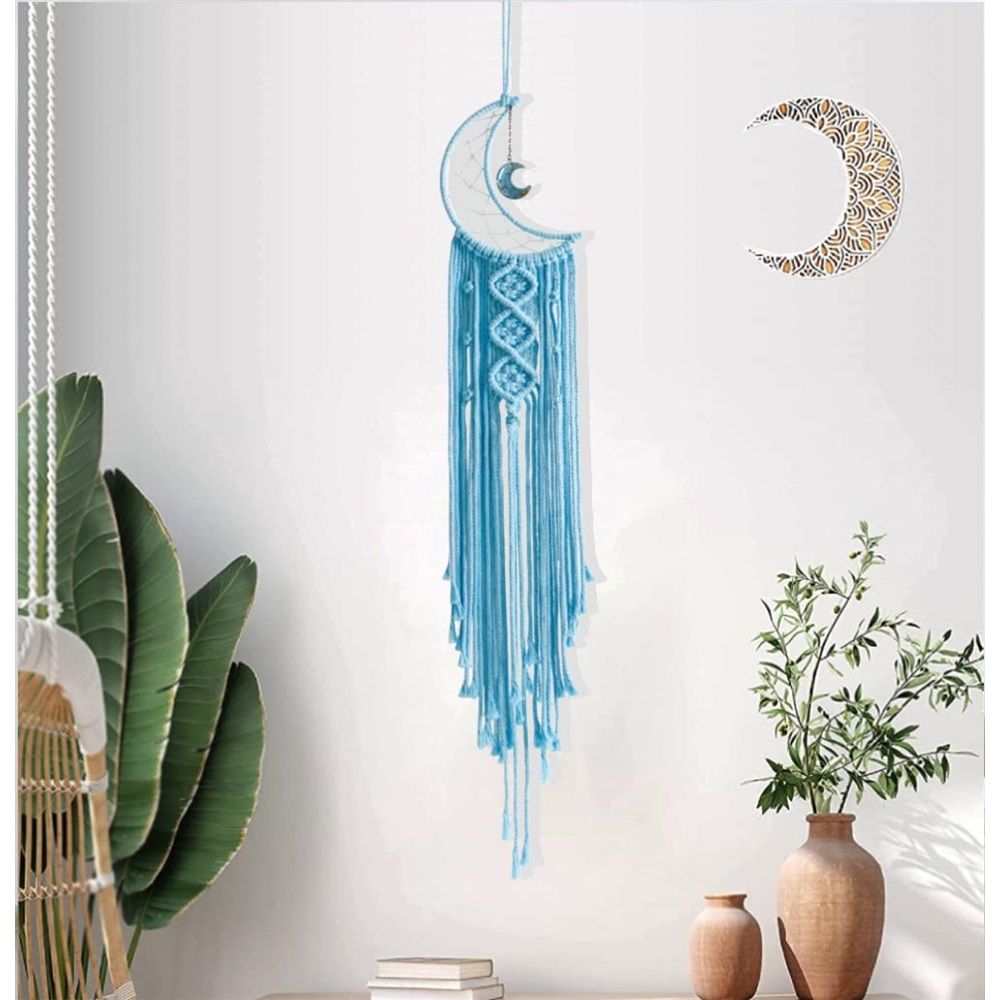 Moon with Light, Witch Pagan Woven Wall Hanging with Light, Gothic Wiccan Hippie Decor with Ornament Decoration Women Gift — image 5