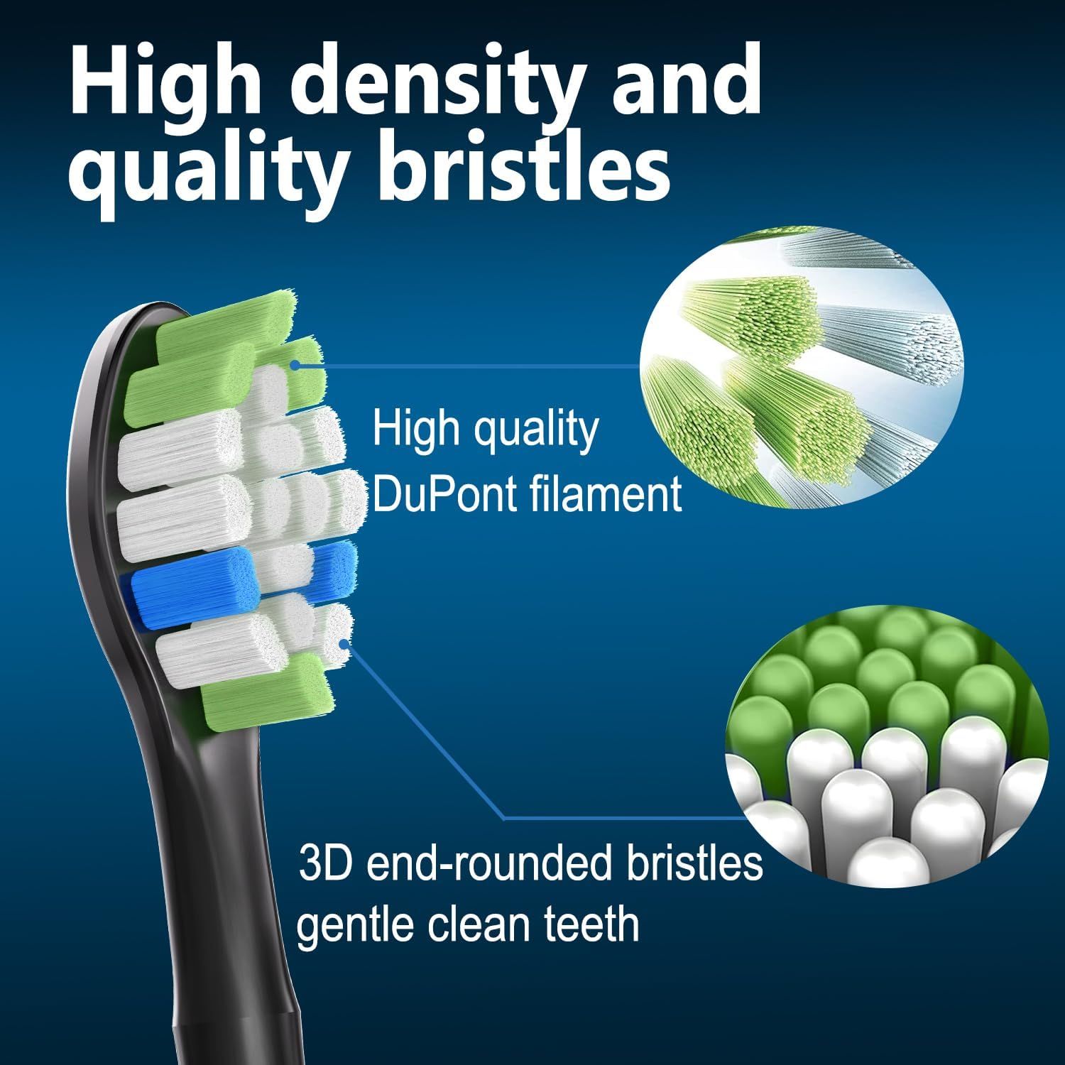 Replacement Brush Heads Compatible with Philips Sonicare ProtectiveClean 6100, 5100, 4100 Electric Toothbrush, W Toothbrush Head or Sonicare 6062/95, Black, 12 โ image 4