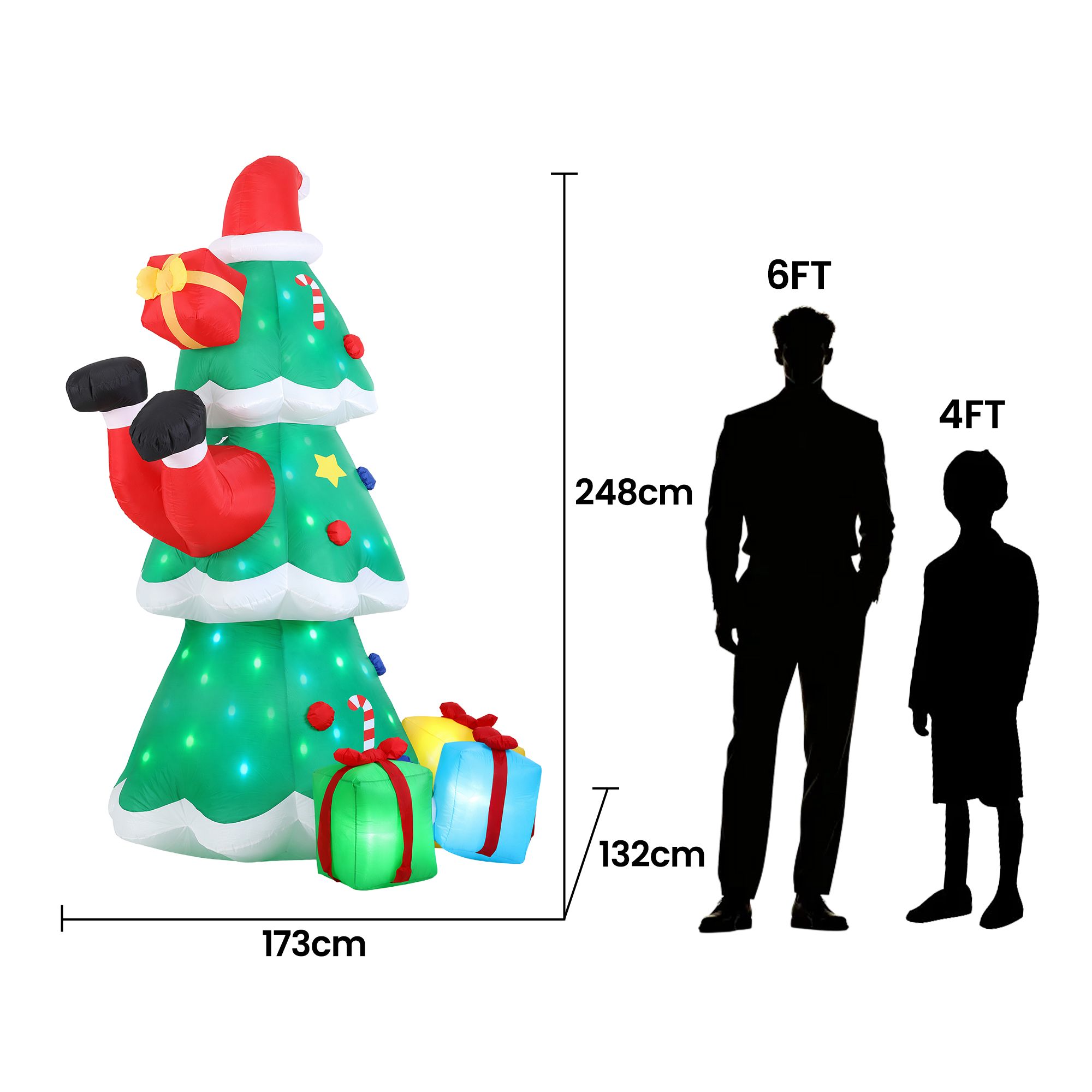Jingle Jollys Christmas Inflatable Santa Tree 2.5M Height Flashing Light Decorations Illuminated โ image 2