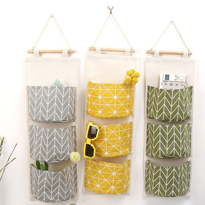 3Pcs Wall Hanging Storage Bag，Waterproof Over The Door Closet Organizer Linen Hanging Pocket Organizer Width Pockets for Bedroom — image 2