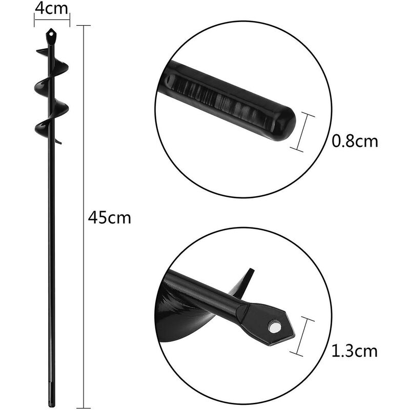 Garden Auger Drill Bit Ø4 × 45Cm, Practical Planting Tool For Planting Bedding Bulb Seedlings, Spiral Garden Drill Bit — image 3