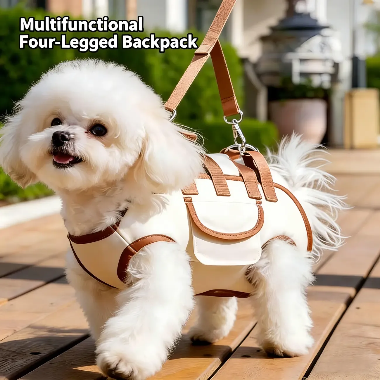 Oxford Fabric Pet Three-in-One Travel System: Horizontal Back Design Protects Spine, Four-Leg Separation, Three Uses in One: Kennel, Backpack, and Leash/M size โ image 3