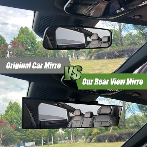 Rear View Mirror, 12 Inch Universal Wide Angle Rear View Mirror Accessories Panoramic Convex Clip-on for Cars, SUVs, Trucks, Vehicles — image 3