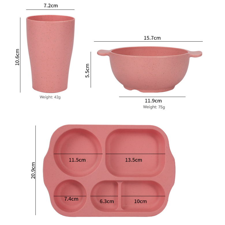Yellow Durable Eco-Friendly Wheat Straw Dinnerware Set - 24 Pieces with Plates, Bowls, Cups & Cutlery โ image 3