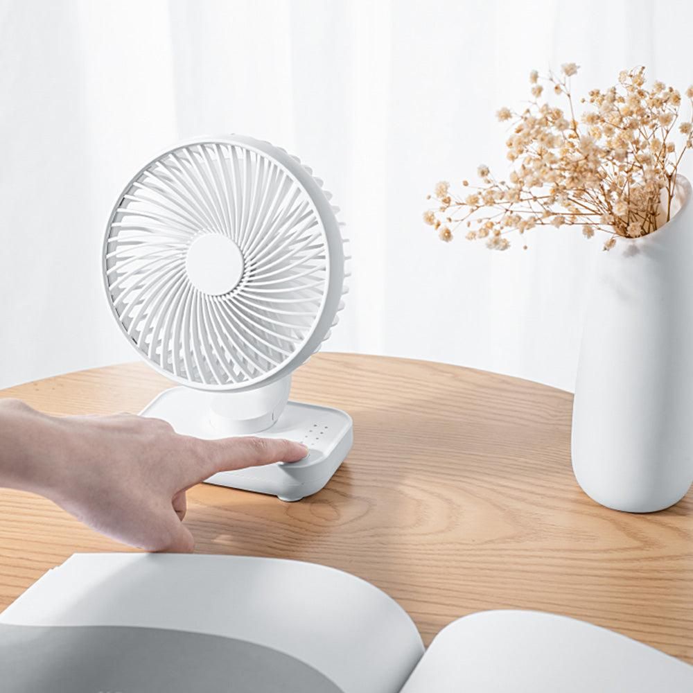 4-Speed Air Circulator Desk Fan Rechargeable Quiet Table Fan for Home Office Dorm White β image 4