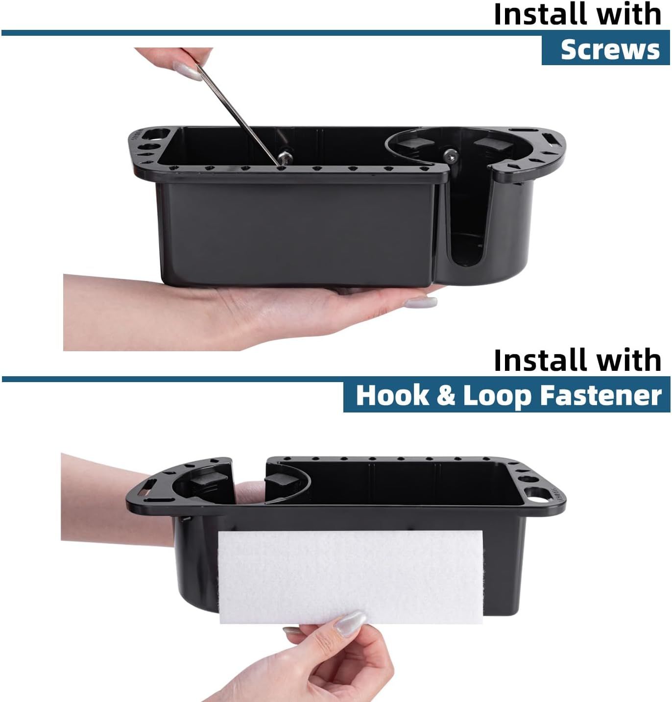 2‑Pack Marine Boat Caddy Storage Rack with Cup Holder, Multi‑Purpose Organiser for Pontoon, Kayak, Bass Boat and Fishing Tools, Black — image 6