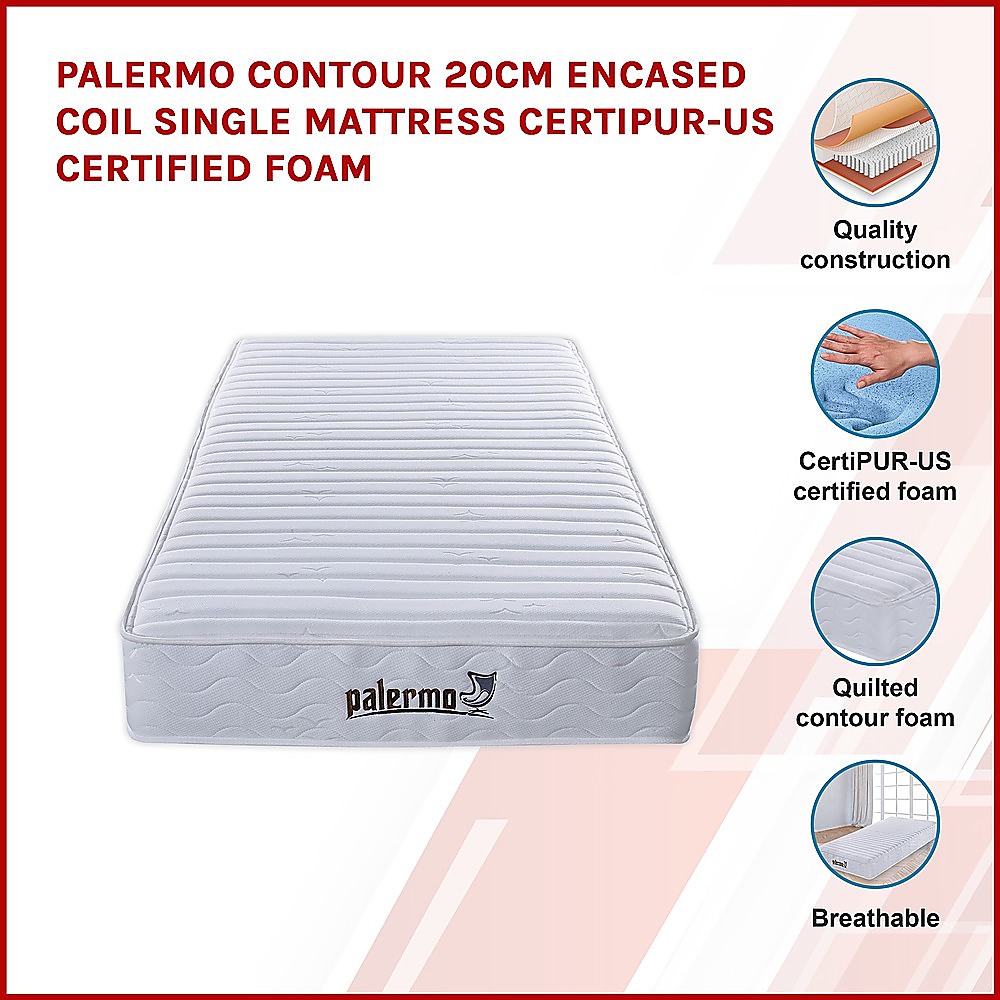 Contour Encased Coil Single Mattress – Hybrid Support with CertiPUR-US® Certified Foam Comfort Layers — image 3