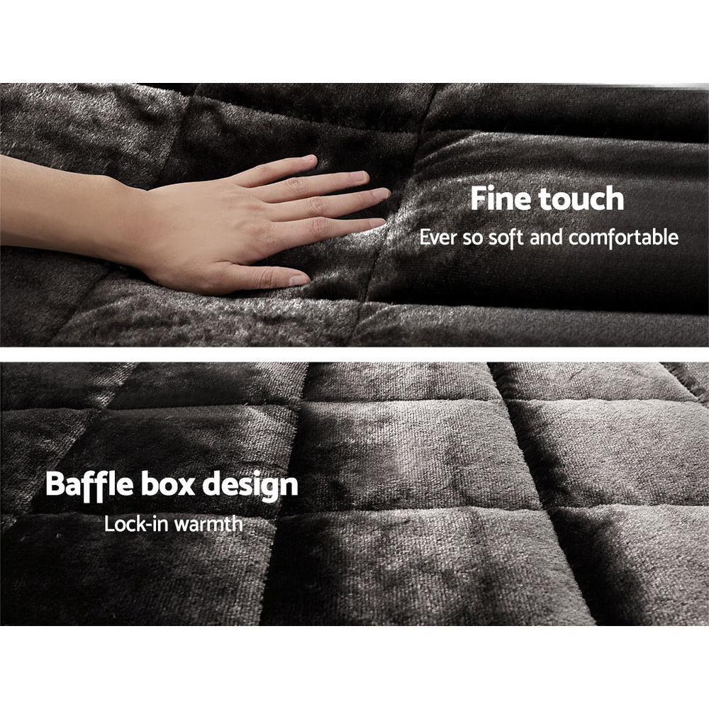 Giselle Bedding Faux Mink Quilt Charcoal Super King โ image 5