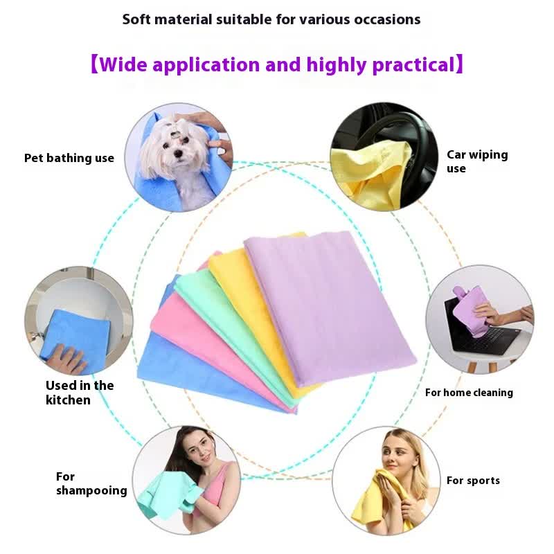 2-Pack Medium Size Super Absorbent Quick Drying Pet Towel with Storage Canister(32 x 42CM) - NonHair-Stick PVA Bath Towel for Dogs & Cats, Random Color β image 3