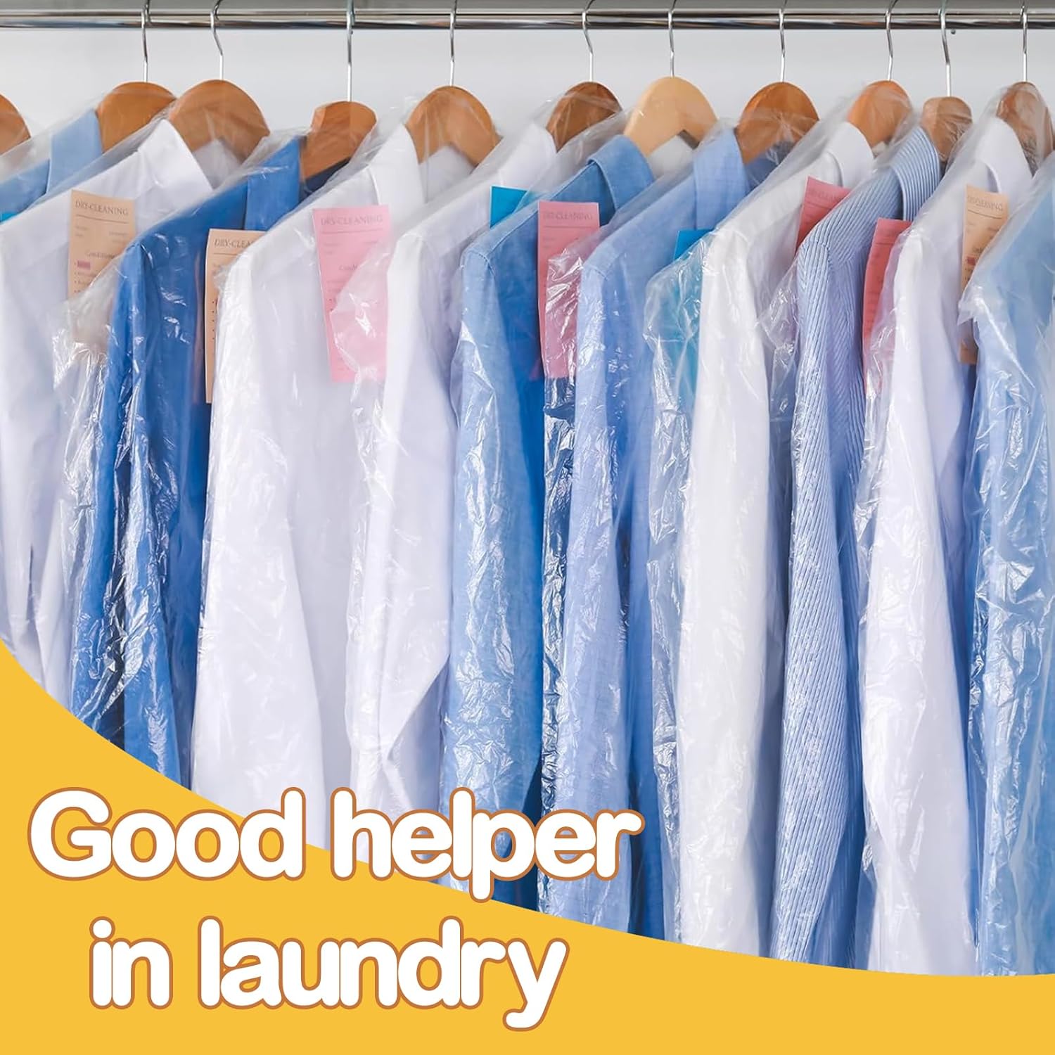 20Pcs Plastic Garment Bags for Hanging Clothes, 35 Inch Clear Dry Cleaner Bags Dustproof Suit Cover Clothes Storage Bag for Skirt Coat Shirt Jacket (60 × 90cm) — image 6
