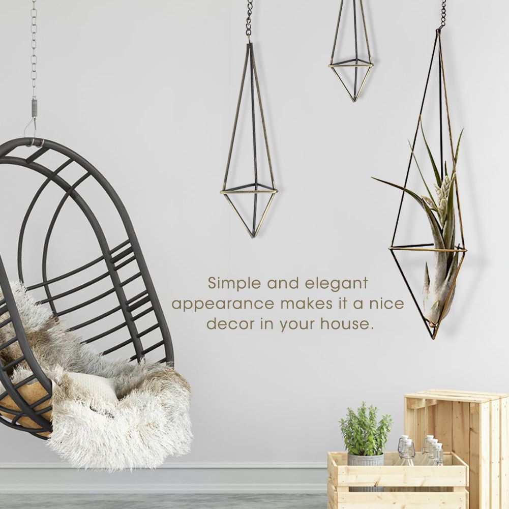 Geometric Triangle Hanging Flower Holder Stand Elegant Air Plants Bromeliads Rack House Decor S โ image 2