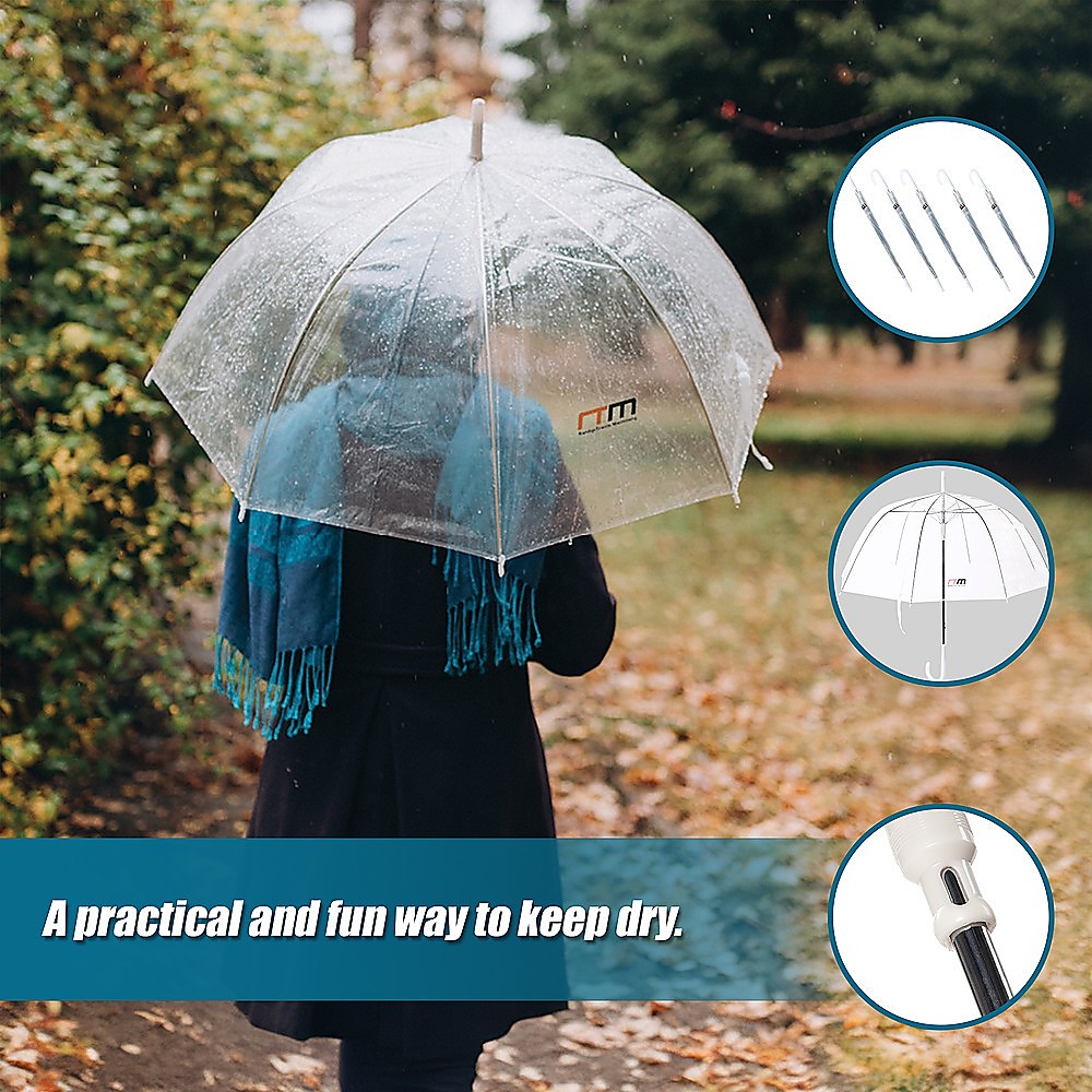 5x Clear Transparent Rain Walking Umbrella Parasol PVC Dome Wedding Party Favour โ image 6