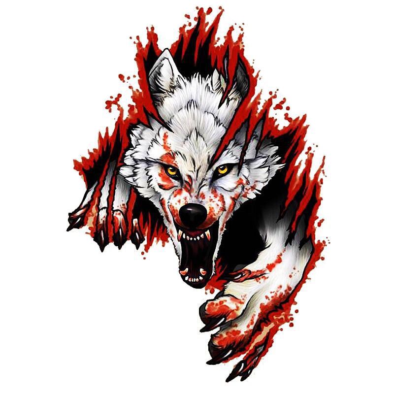 Car Stickers, 3D Angry Wolf Head Stickers Creative Personality Car Stickers Decoration Universal Decoration Car Stickers