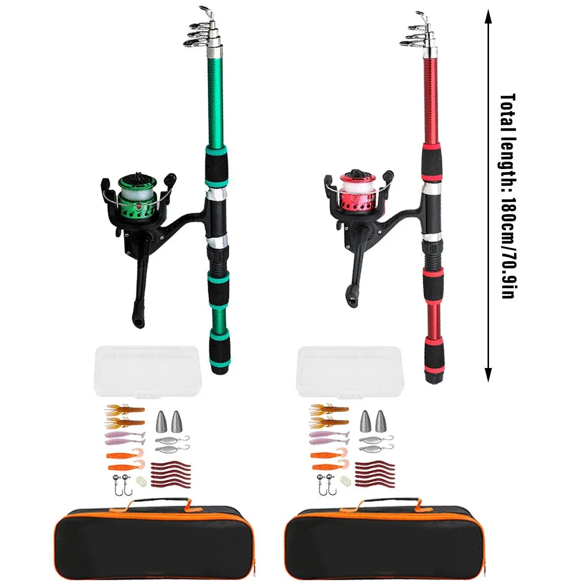 Ultra Short Pocket Portable Fishing Rod Compact Short Rod for Travel Angling - Red โ image 4
